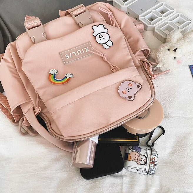 Small Cute Bear Friend Backpack & Sidebag-Enchanted peach