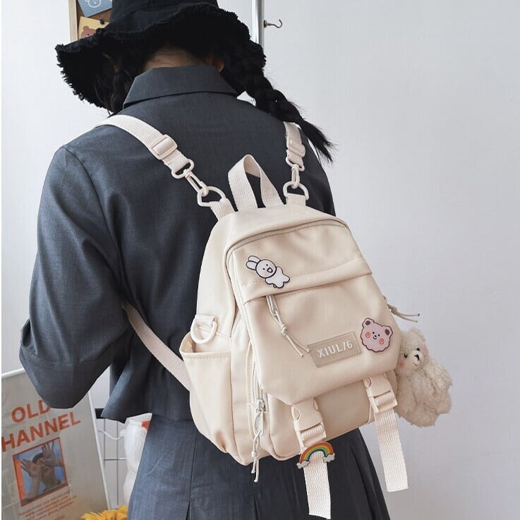 Small Cute Bear Friend Backpack & Sidebag-Enchanted peach