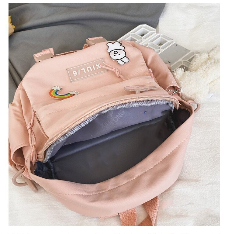 Small Cute Bear Friend Backpack & Sidebag-Enchanted peach