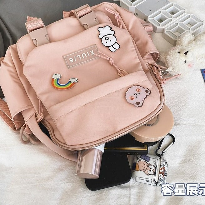 Small Cute Bear Friend Backpack & Sidebag-Enchanted peach