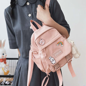 Small Cute Bear Friend Backpack & Sidebag-Enchanted peach