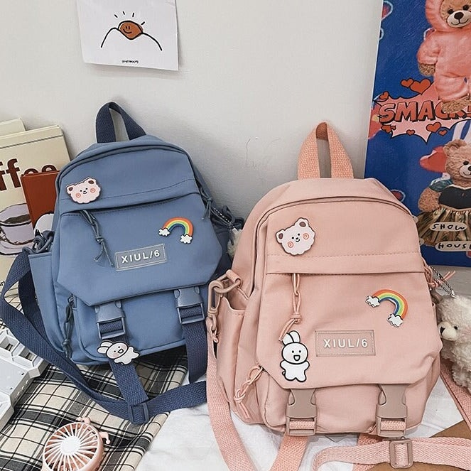 Small Cute Bear Friend Backpack & Sidebag-Enchanted peach