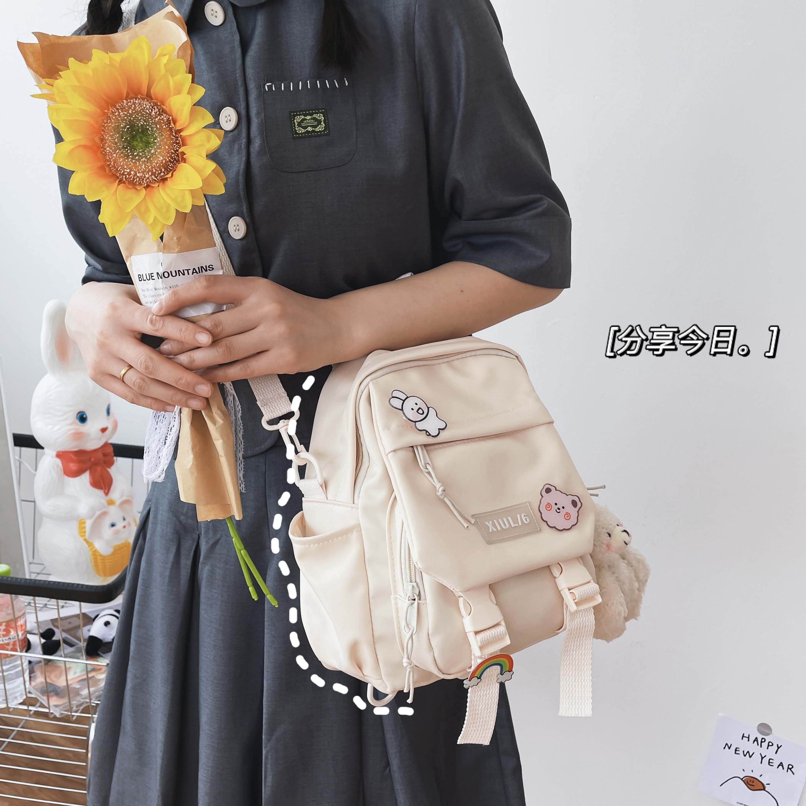 Small Cute Bear Friend Backpack & Sidebag-Enchanted peach