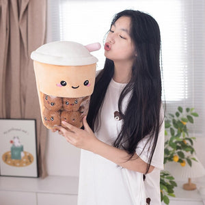 Smiling Boba Dessert Plushie-Enchanted peach