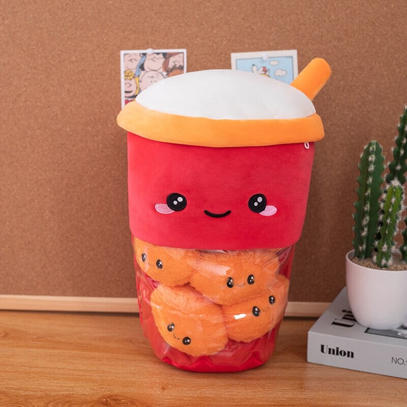 Smiling Boba Dessert Plushie-Enchanted peach