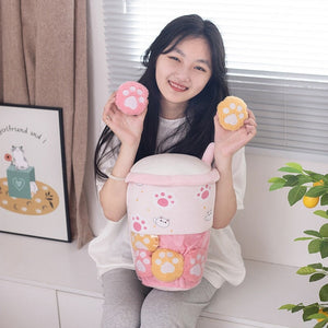 Smiling Boba Dessert Plushie-Enchanted peach