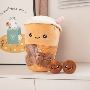 Smiling Boba Dessert Plushie-Enchanted peach