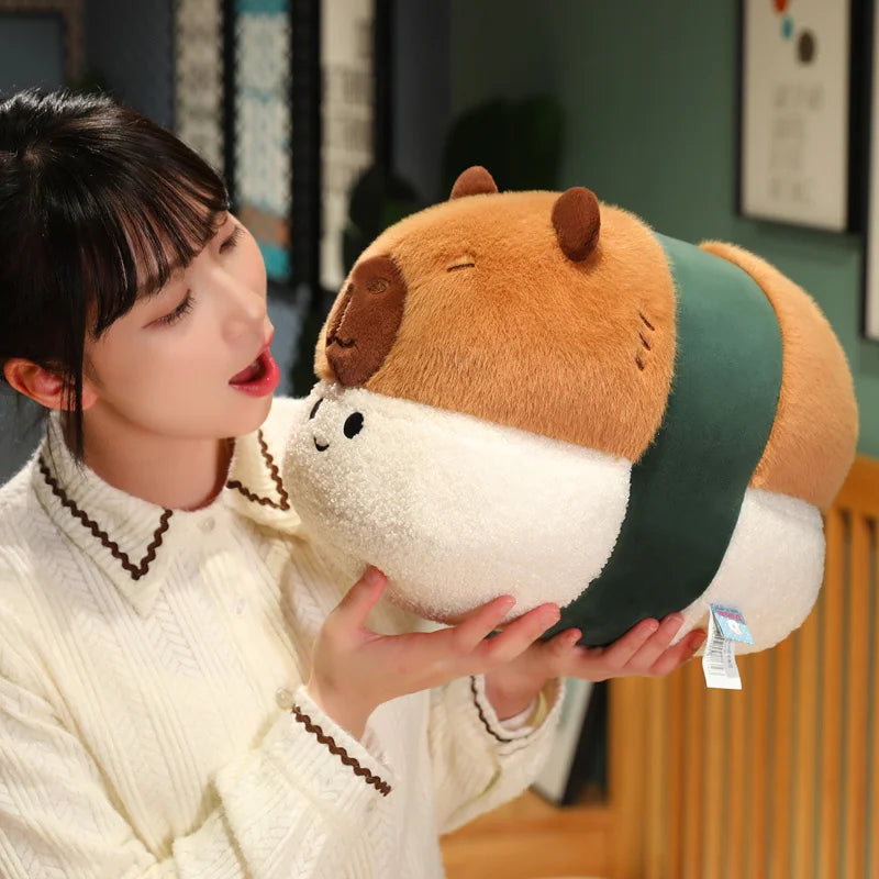 Smiling Capybara Onigiri Plush-Enchanted peach