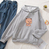 Snacking Teddy Bear Hoodies-Enchanted peach