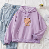 Snacking Teddy Bear Hoodies-Enchanted peach