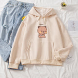 Snacking Teddy Bear Hoodies-Enchanted peach