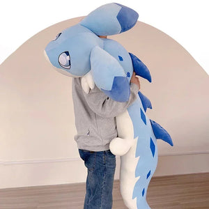 Sofi the Long Kawaii Baby Blue Hybrid Dragon Plushie-Enchanted peach