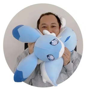 Sofi the Long Kawaii Baby Blue Hybrid Dragon Plushie-Enchanted peach