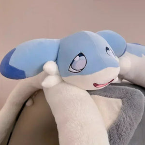 Sofi the Long Kawaii Baby Blue Hybrid Dragon Plushie-Enchanted peach