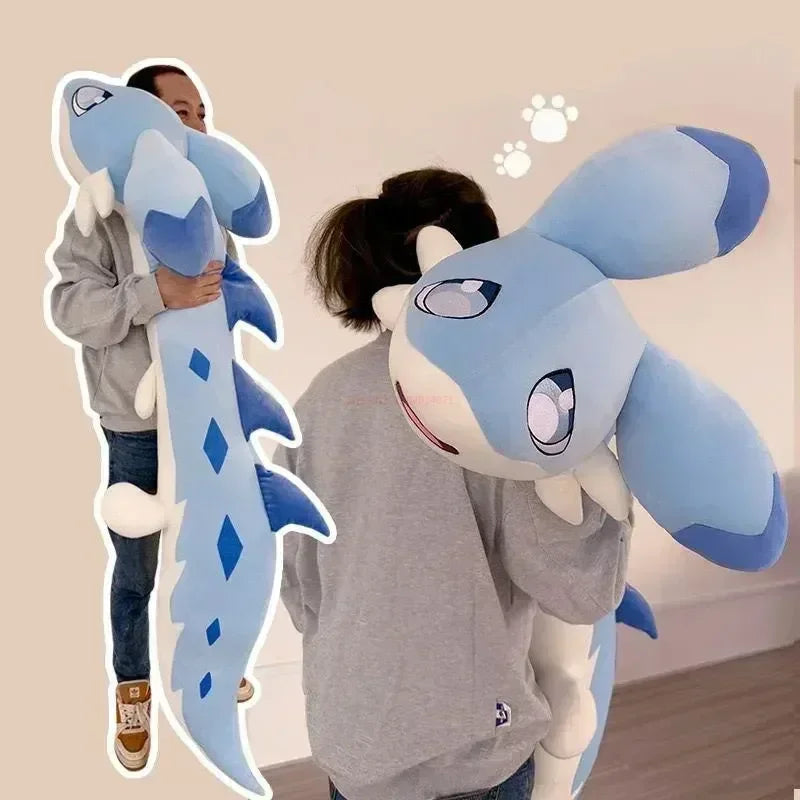 Sofi the Long Kawaii Baby Blue Hybrid Dragon Plushie-Enchanted peach