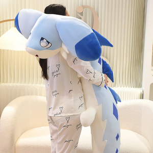 Sofi the Long Kawaii Baby Blue Hybrid Dragon Plushie-Enchanted peach