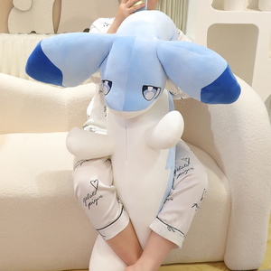 Sofi the Long Kawaii Baby Blue Hybrid Dragon Plushie-Enchanted peach