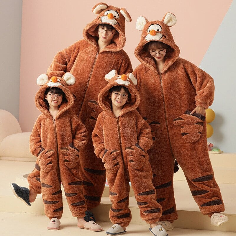 Soft Bear Family Fluffy Pyjama 1-Piece Set-Enchanted peach