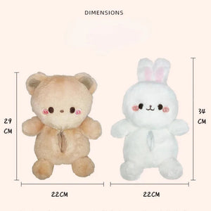 Soft Bear and Bunny Car Plush Tissue Box Cover-Enchanted peach