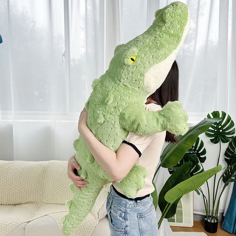 Soft Fluffy Green Crocodile Plush Toy-Enchanted peach