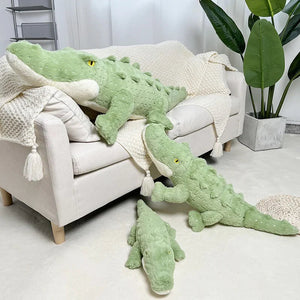 Soft Fluffy Green Crocodile Plush Toy-Enchanted peach