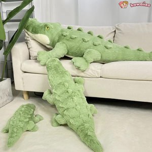 Soft Fluffy Green Crocodile Plush Toy-Enchanted peach