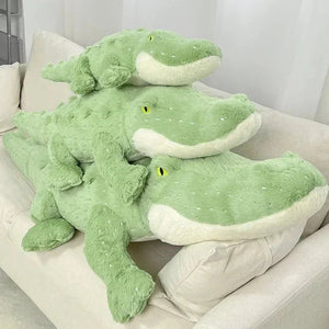 Soft Fluffy Green Crocodile Plush Toy-Enchanted peach