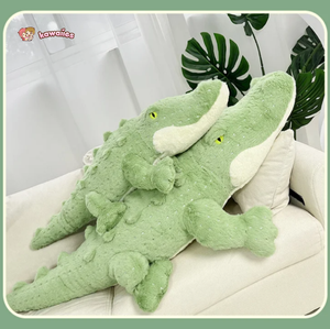 Soft Fluffy Green Crocodile Plush Toy-Enchanted peach