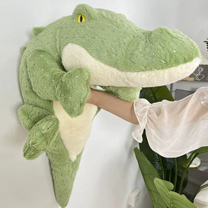 Soft Fluffy Green Crocodile Plush Toy-Enchanted peach