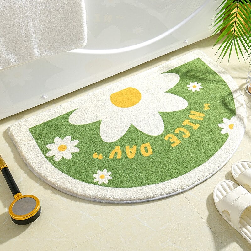 Soft Half Oval Floral Fruits Bathroom Mat Collection-Enchanted peach