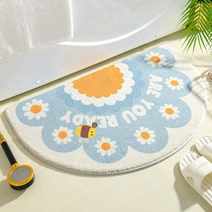 Soft Half Oval Floral Fruits Bathroom Mat Collection-Enchanted peach