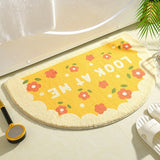 Soft Half Oval Floral Fruits Bathroom Mat Collection-Enchanted peach