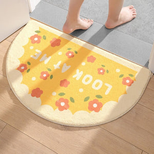 Soft Half Oval Floral Fruits Bathroom Mat Collection-Enchanted peach