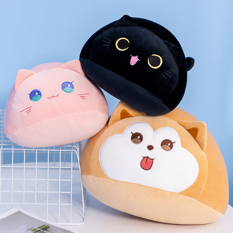 Soft Pebble Cats & Dog Animal Plushies Collection-Enchanted peach