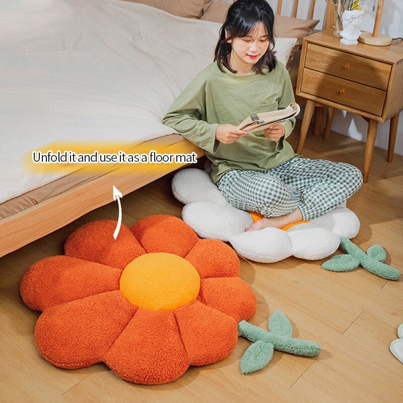 Spring Flower Pillow Seat-Enchanted peach