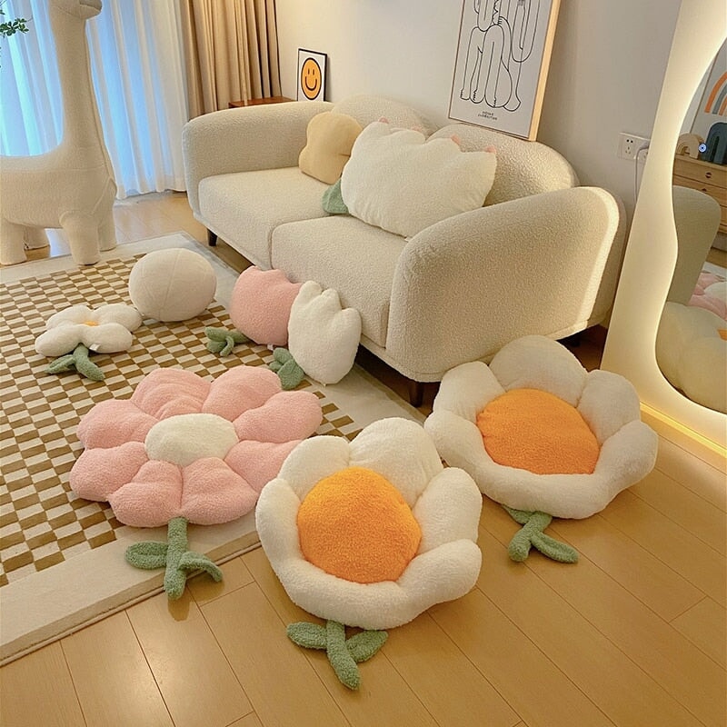 Spring Flower Pillow Seat-Enchanted peach