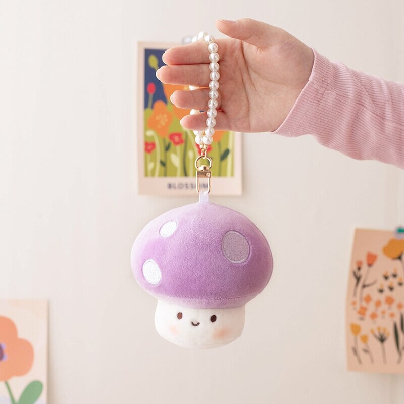 Squishy Mushroom Friends Plushie Keychains-Enchanted peach