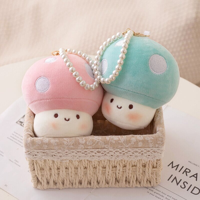 Squishy Mushroom Friends Plushie Keychains-Enchanted peach