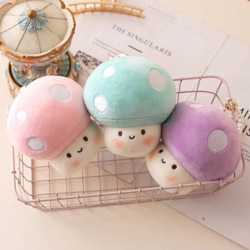 Squishy Mushroom Friends Plushie Keychains-Enchanted peach