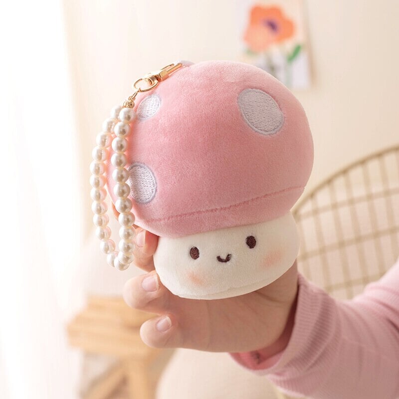 Squishy Mushroom Friends Plushie Keychains-Enchanted peach