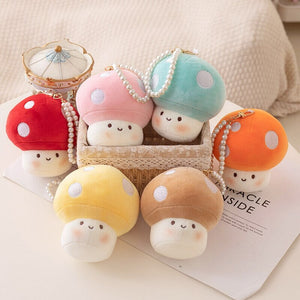 Squishy Mushroom Friends Plushie Keychains-Enchanted peach