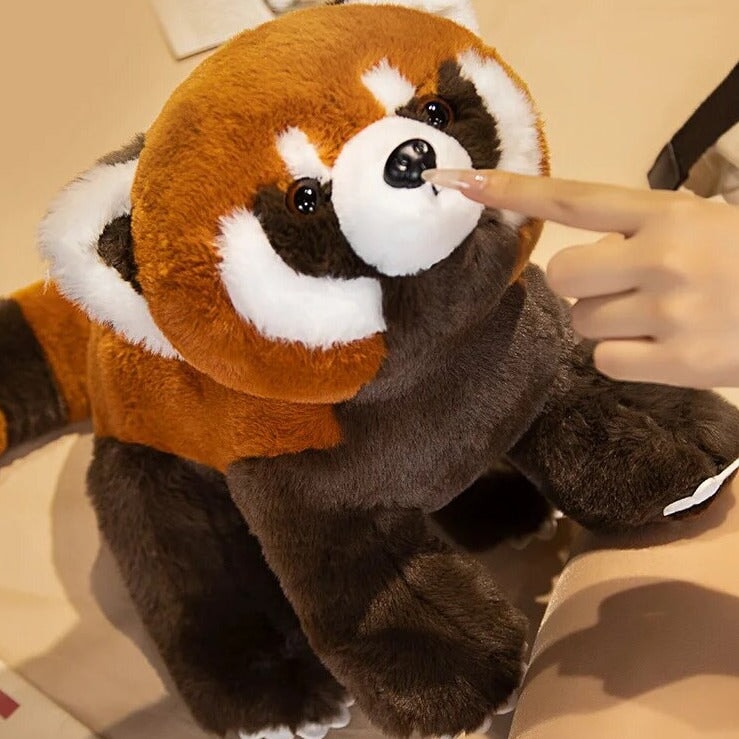 Standing Life-like Fluffy Red Panda Plush-Enchanted peach