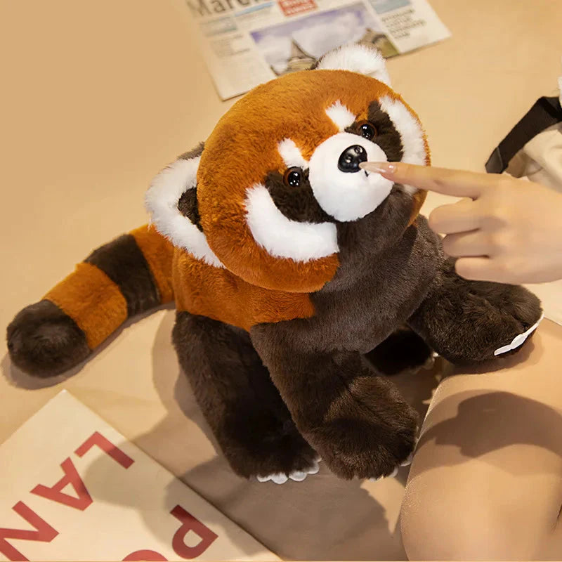 Standing Life-like Fluffy Red Panda Plush-Enchanted peach