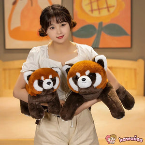 Standing Life-like Fluffy Red Panda Plush-Enchanted peach