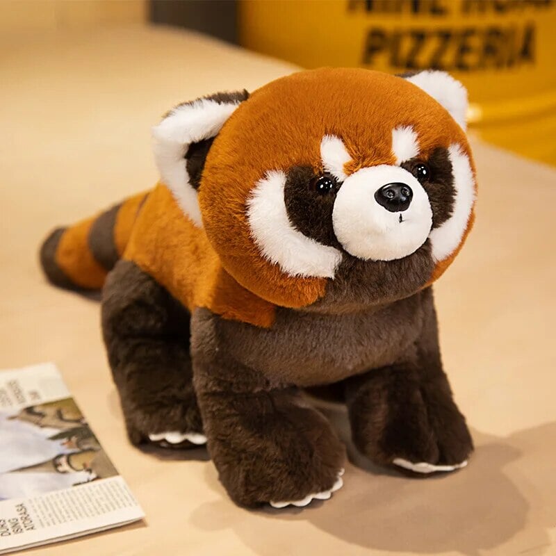 Standing Life-like Fluffy Red Panda Plush-Enchanted peach