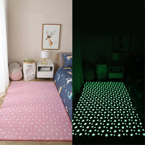 Starry Night Glow-in-the-dark Faux Fur Rug Carpet-Enchanted peach