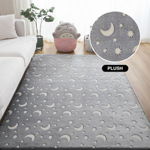 Starry Night Glow-in-the-dark Faux Fur Rug Carpet-Enchanted peach