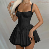 Strappy Mini Corset Coquette Party Dress-Enchanted peach