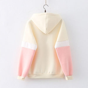 Strawberry Shake Bubble Tea White Cream Fleece Hoodies-Enchanted peach