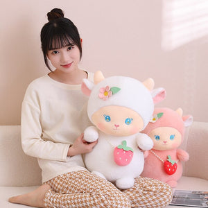 Strawberry White Pink Sheep Lamb Plushie-Enchanted peach